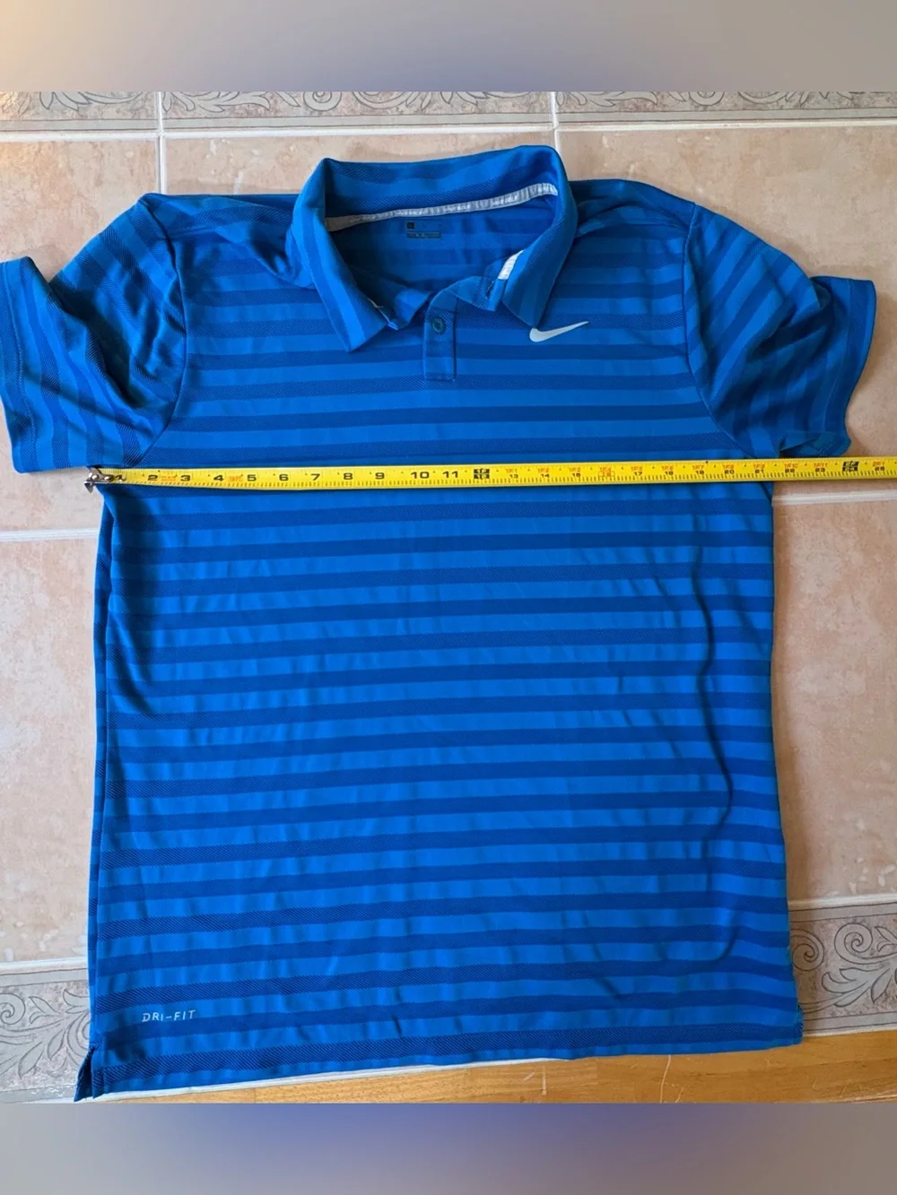 Nike Golf Dri-Fit Blue Striped Polo Shirt - Men's Large